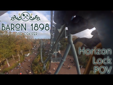 Baron 1898 - Horizon Lock POV - Efteling - B&M Dive Coaster - Onride