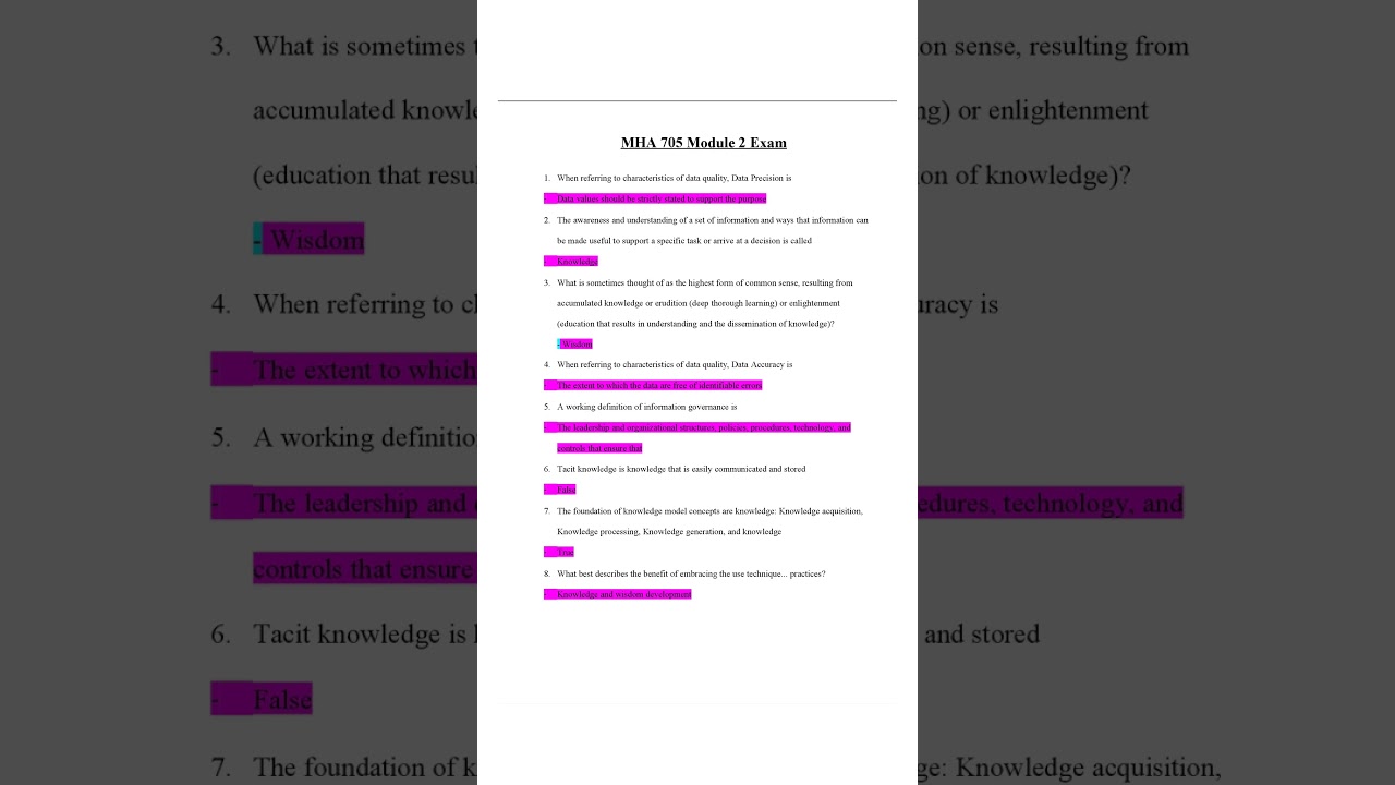 MHA 705 Module 2 Exam