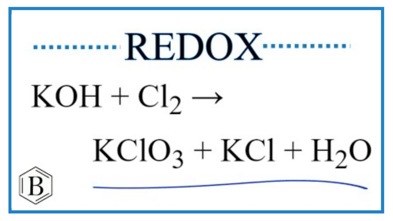 Watch Balance the Redox Reaction for KOH + Cl2 ? KClO3 + KCl + H2O Now Balance the Redox Reaction for KOH + Cl2 ? KClO3 + KCl + H2O
