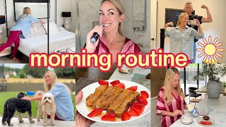 Summer Morning Routine ☀️ 3 Kids + a Dog! GRWM, Breakfast, Cleaning + more