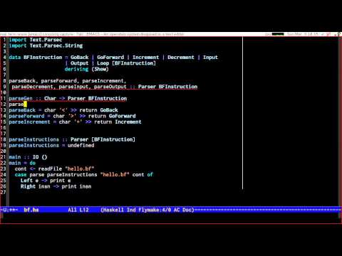Adventures in Haskell - BF Parser - Episode 3