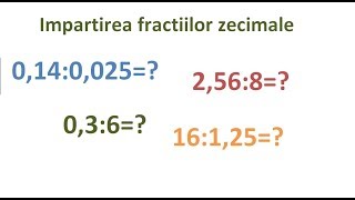 Impartirea fractiilor zecimale (Clasa a V-a)