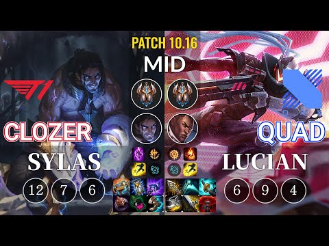 T1 Clozer Sylas vs DRX Quad Lucian Mid - KR Patch 10.16