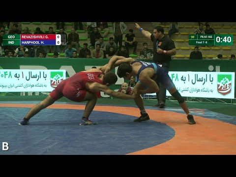 Final 7-8 FS - 61 kg: G. REVAZISHVILI (GEO) df. H. HARPHOOL (IND) by FALL, 12-11