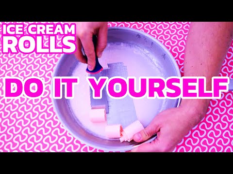 Ice Cream Rolls - DIY RECIPE | How to make Ice Cream Rolls at home - with pink Marshmallows