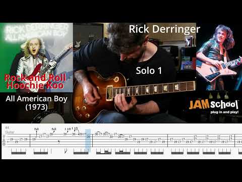 Rick Derringer Rock and Roll Hoochie Koo Guitar Solo with TAB