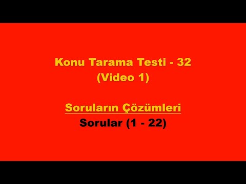 Ölçme ve Değerlendirme -  Konu Tarama Testi - 32 / Soru Çözümü (1 - 22. Sorular)