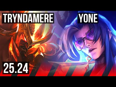 TRYNDAMERE vs YONE (TOP) | Good KDA: 19/3/8, 40K damage | KR Master | 25.24
