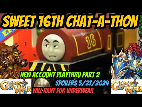 CHAT-A-THON #16 New Account Playthrough Part 2 Spoilers May 27th | Gems of War Live 5/25/2024