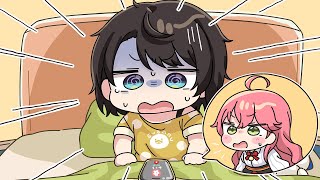 【手描き】大寝坊してしまい、みこちに電話で起こされるスバル【大空スバル/さくらみこ/ホロライブ切り抜き/もちみこ】