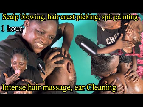 Asmr ✨Fast and intense Hair scratch massage, Fake spit painting, Vitamin  E oil back and ear massage