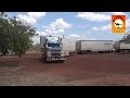 Massive Road Trains At Roadhouses In Outback Australia