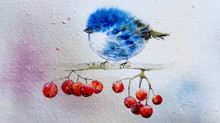Easy Watercolor Bird Painting | Winter Watercolor Tutorial for Beginners