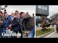 Farmers throw eggs and dump manure in Belgium protest