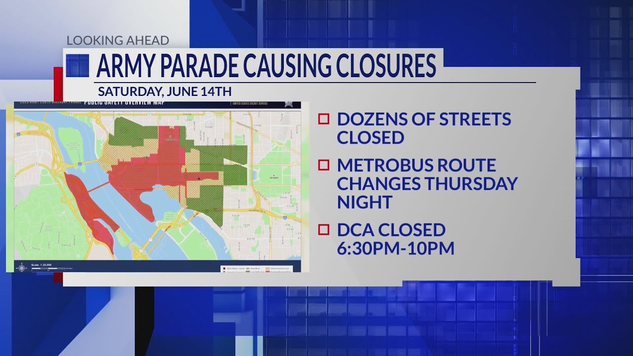 Which DC roads will be closed for the Army parade?