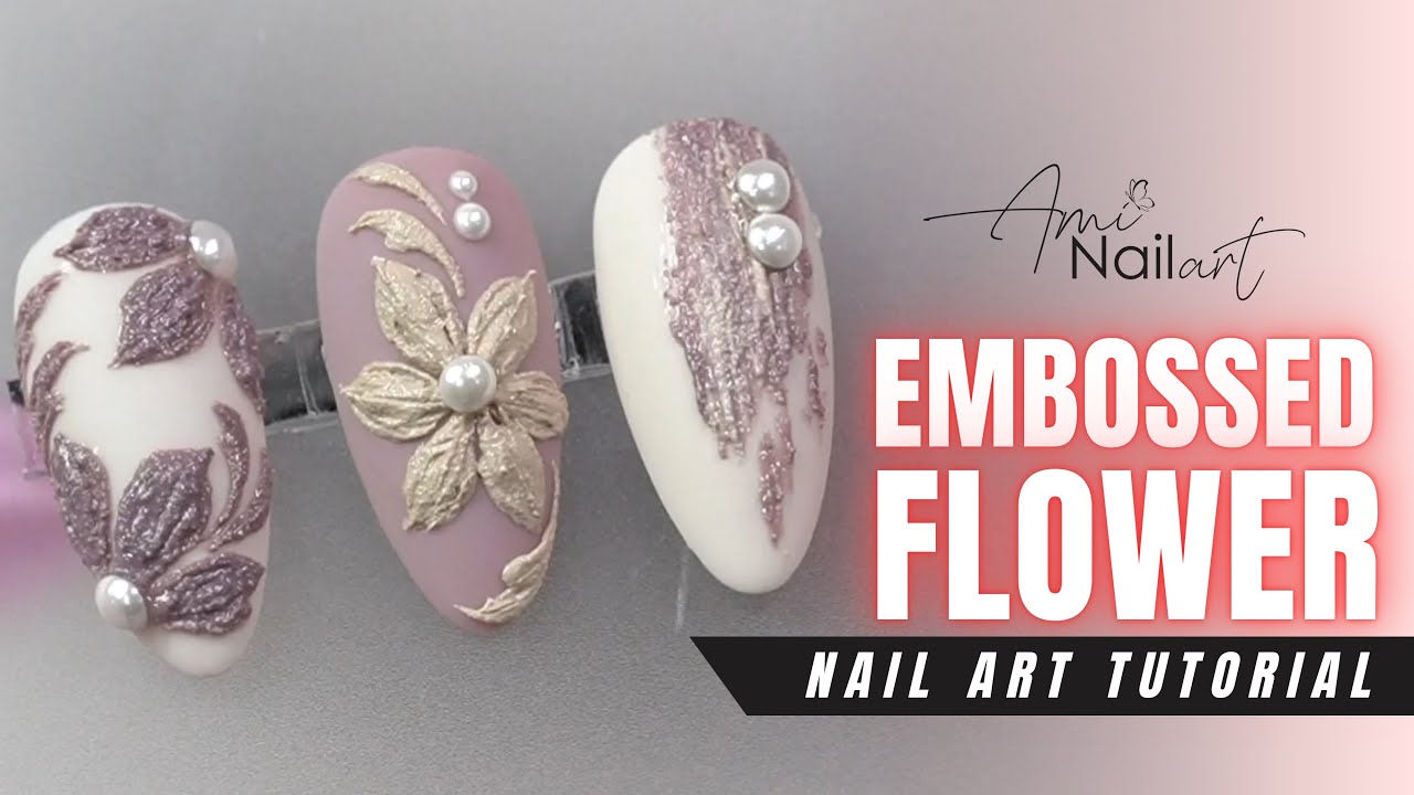 Elegant Embossed Flower Nail Art Tutorial | 3D Textured Design
