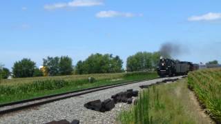 preview picture of video 'Nickel Plate Road 2-8-4 765 southbound at Chatfield, Ohio. 7-21-12'