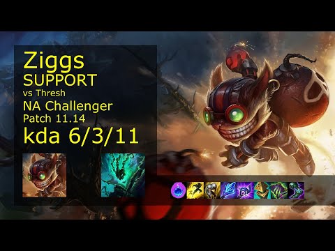 Ziggs Support vs Thresh - NA Challenger 6/3/11 Patch 11.14 Gameplay