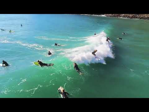 Aerial views of surfing at Arrifana