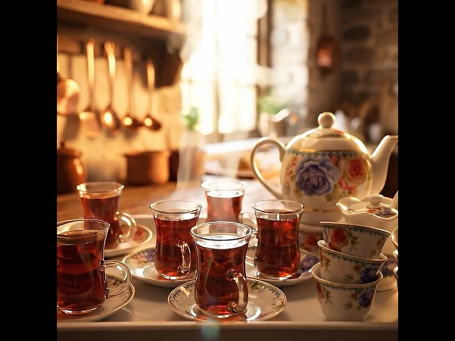 طقم بيالات شاي زجاج وفناجين قهوة سيراميك مع صحون ا...