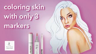 Tutorial: How to colour skin with 3 copic markers (fashion illustration)