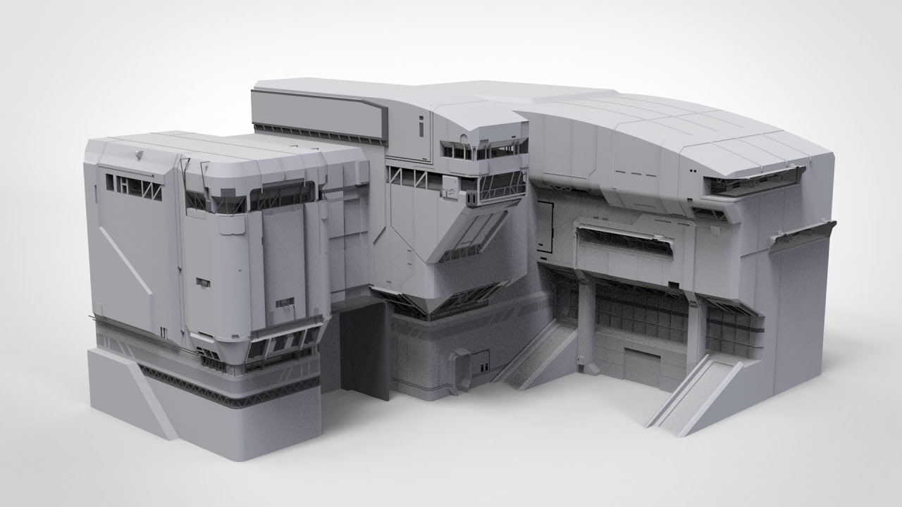 Architettura fantascientifica di Halo Modello 3D