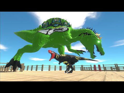 BATMAN T-REX vs ALIEN SPINOSAURUS OASIS DEATH RUN - Animal Revolt Battle Simulator