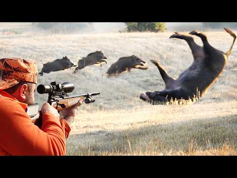 BEST WILD BOAR HUNTING! Watch the bullet go! combat hunt with wild boars, Pig hunter joh hunts