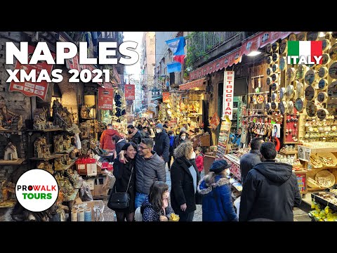 Naples, Italy Christmas Markets - 4K walk with Captions