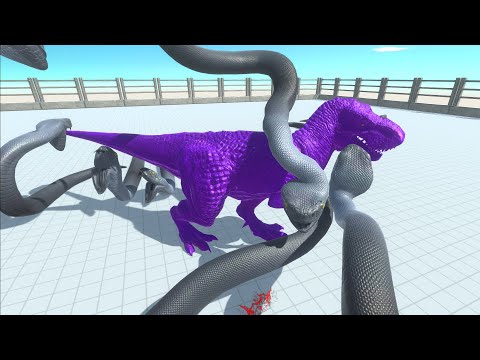 Fight Above Anaconda Cage - Colored Animals Races in Animal Revolt Battle Simulator