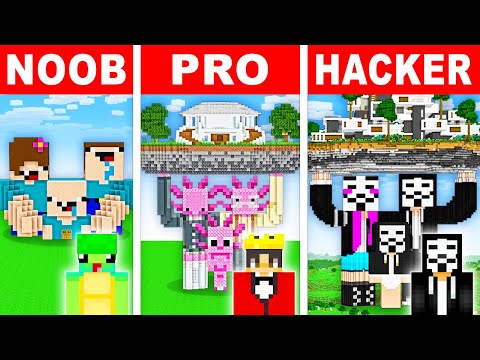 NOOB vs PRO: SECRET FAMILY STATUE HOUSE Build Challenge in Minecraft!
