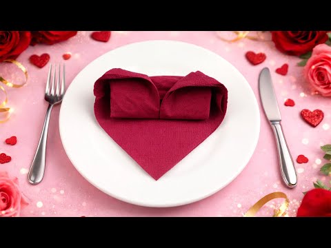 Herz aus servietten falten - Servietten falten - Tischdeko zum Valentinstag & Hochzeit