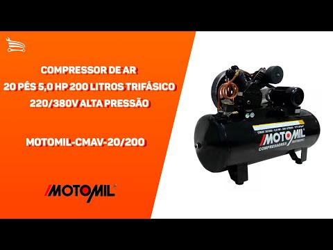 Compressor de Ar 20 pés 5,0 HP 200 Litros Trifásico 220/380V Alta Pressão - Video