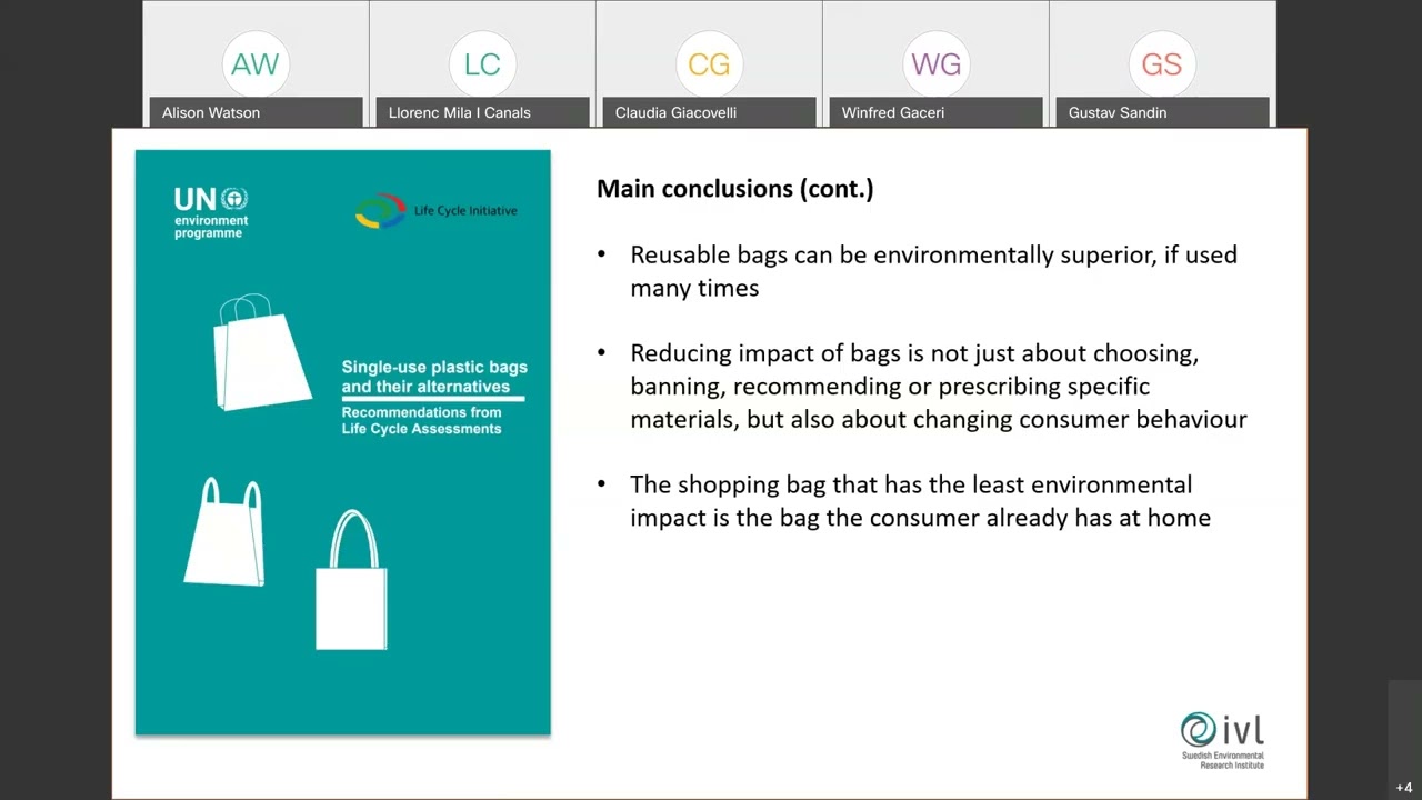 UNEP Single Use Plastic Products Policy Development and Learnings from Life Cycle Assessment