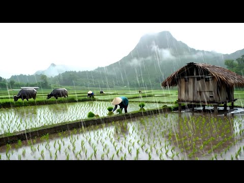 Khmer Flute and Rain Sounds in Rural Cambodia | Relaxing Meditation Music