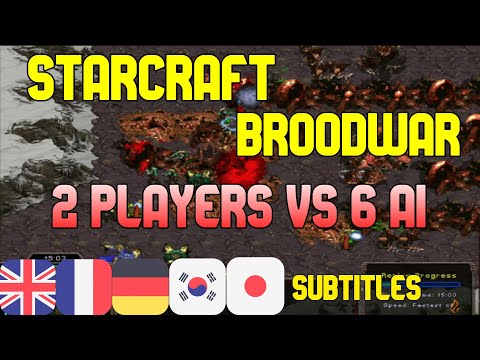 Starcraft broodwar 4x speed replay - TWO players vs AI six computers - all protosses