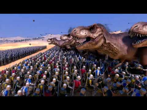 Medieval Army vs 350 T-Rex - Ultimate Epic Battle Simulator UEBS