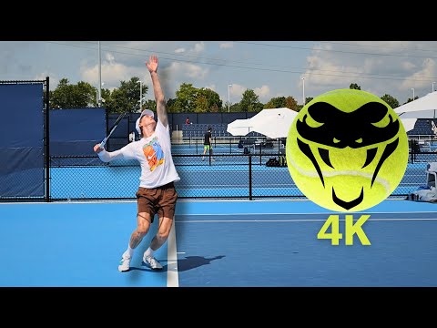 Jannik Sinner’s SERVE in Slow Motion 4K | Perfect Trophy Position?
