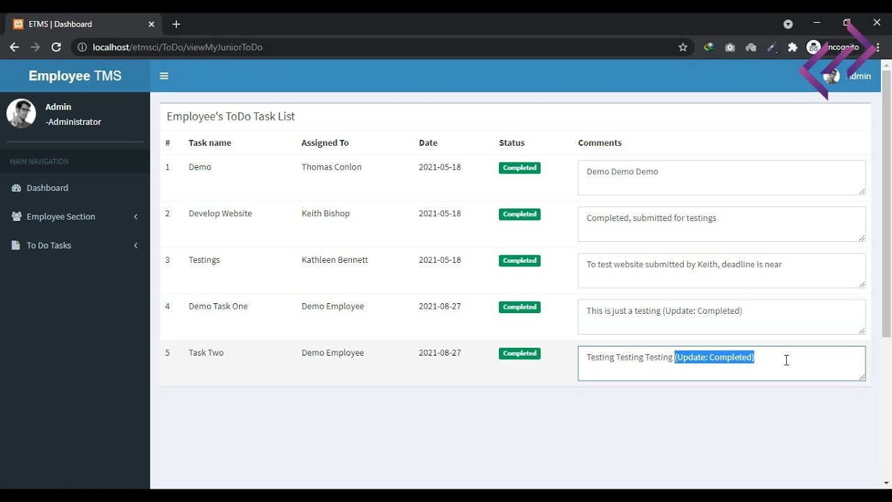 Employee Task Management System in PHP MySQL CodeIgniter with Source Code - CodeAstro
