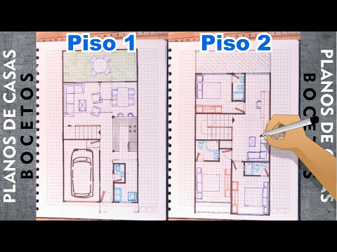 Dibuja Planos de Casas 2/5 - Casa de 2 pisos o niveles, Área de 6m x 12m