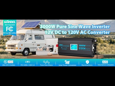 GIANDEL 3000W Pure Sine Wave Power Inverter | Supports 6100W surge for 2 Seconds.How powerful is it?