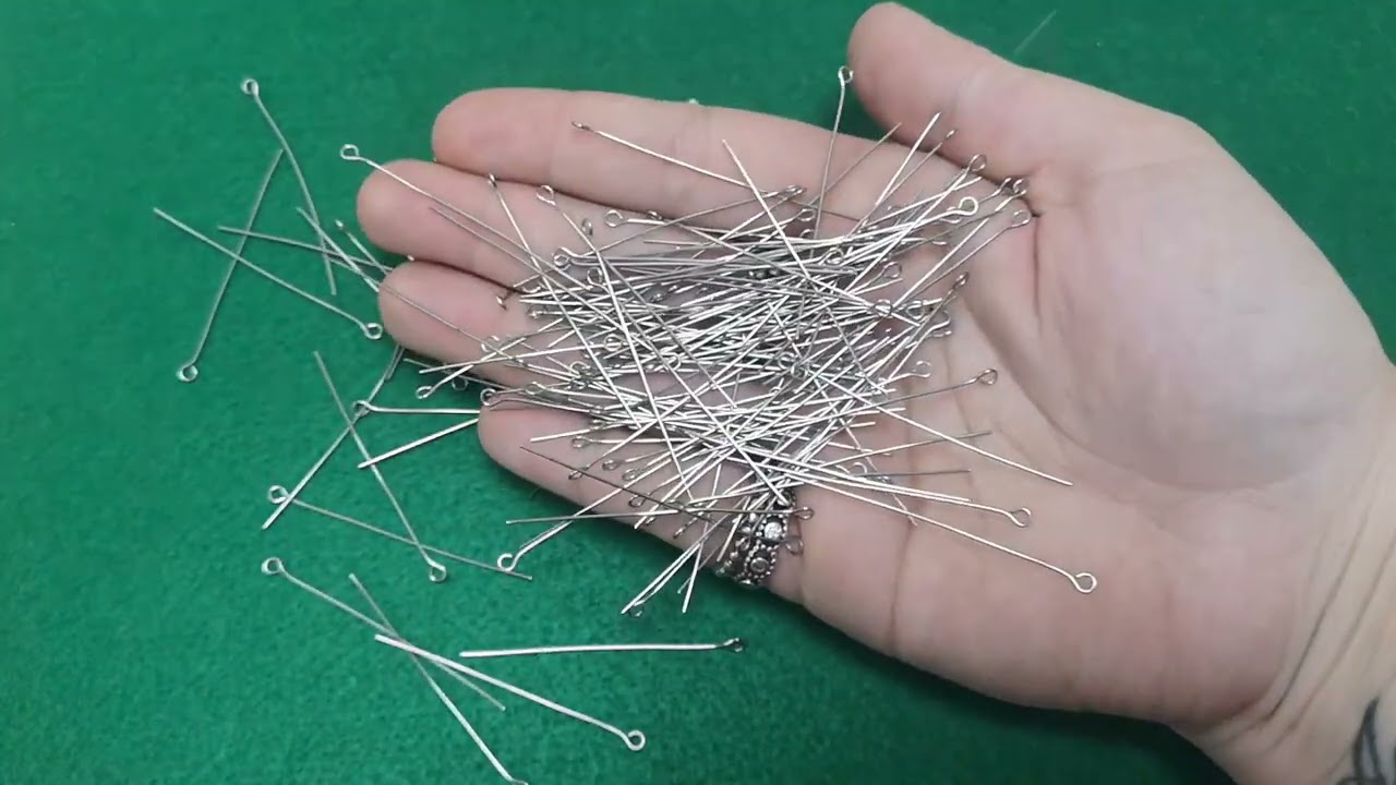 Silver 304 Stainless Steel 0.6mm x 50mm Eye Pins Pack Of 110+ Y01335