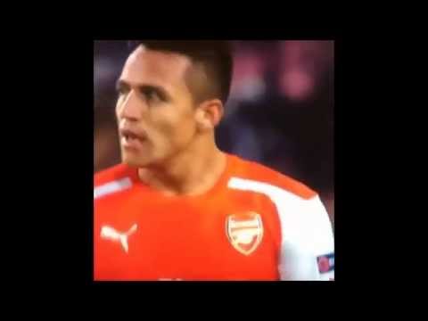 Alexis Sanchez shaking his head after Arsenal win Anderlecht