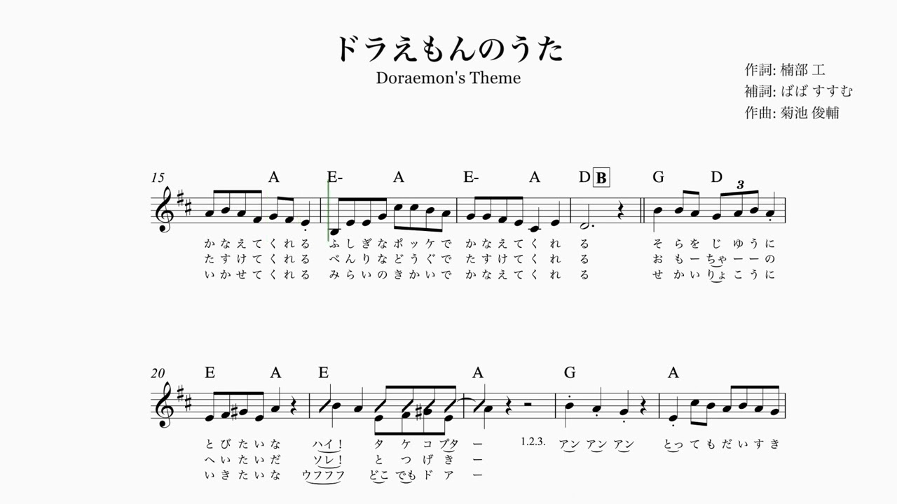 Doraemon Theme Song - Sheet Music