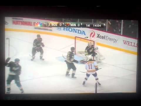 Nicklas Backstrom Makes 2 Saves. Gregory Campbell Says "Fuck Me" (Bruins/Wild Hockey Day In America)