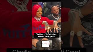 Glorilla and Yo Gotti court side at the playoffs