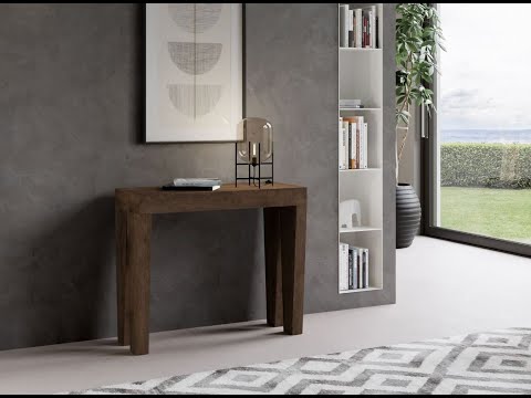 Console extensible bois gris béton 8 personnes 40 à 196 cm Sambo