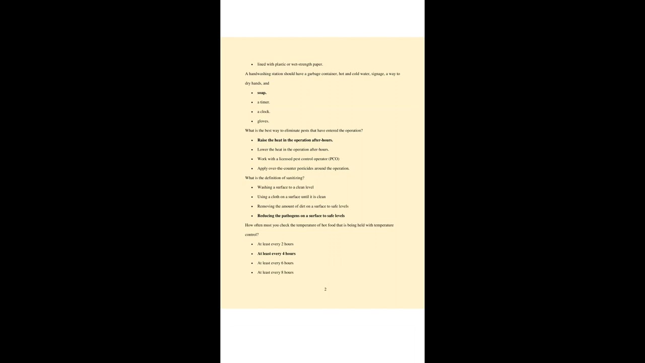 SERVSAFE FOOD HANDLER PRACTICE TEST 3 QUESTIONS EN ANSWERS QUESTIONS WITH 100 CORRECT ANSWERS