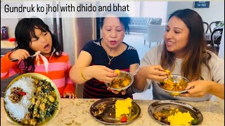 Gundruk ko Jhol with Dhido and Bhat| Nepali Family