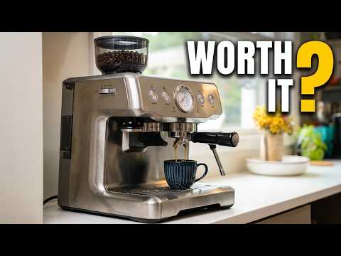 Kismile Automatic Espresso Machine with Grinder & Milk Frother, Latte & Cappuccino Maker, Single/Double Cup, Thickness Adjustment, 1.5L Removable Water Tank video review thumbnail
